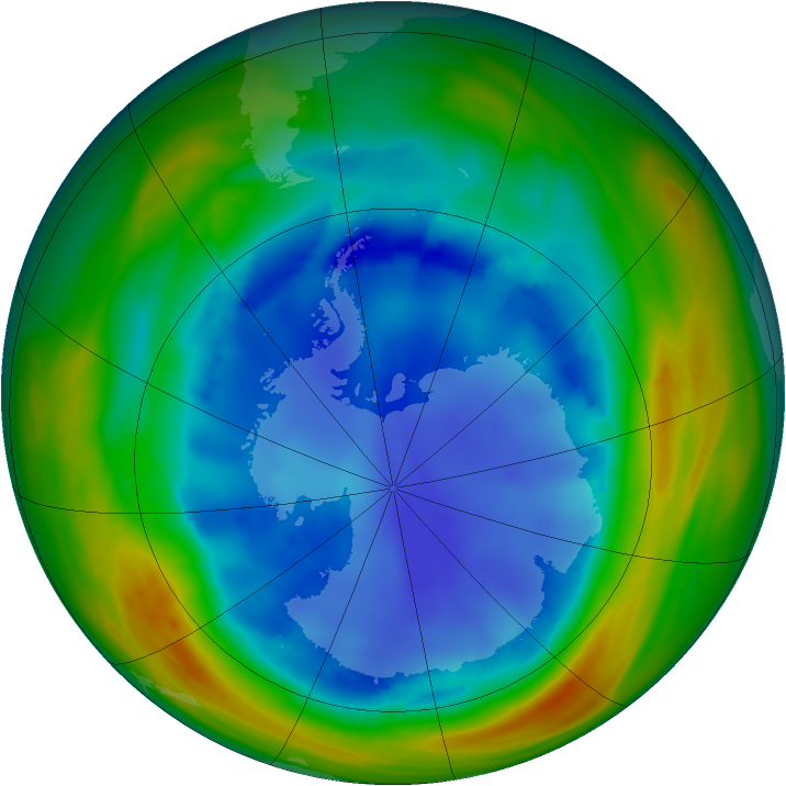 Antarctic ozone map for 12 August 2007